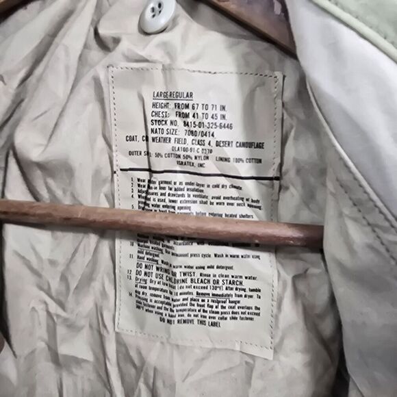 Vintage Desert Camo Jacket Mens Large Regular Coat Cold Weather Field Class 4 - Picture 9 of 11